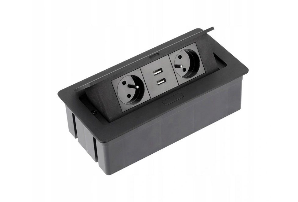 Elektrická zásuvka, stolová USB GTV čierna